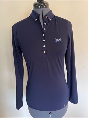 KJUS Long-Sleeve Golf Top Navy with Button Placket